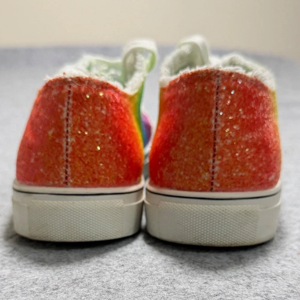 Rainbow Glitter Ombre Lace Up Sneakers Low‎ Top White Toe Cap Size 43 M-9.5 W-11